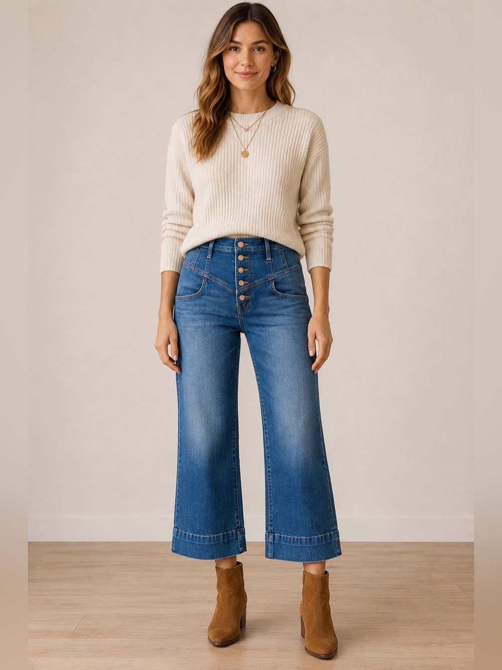 MOTHER Swooner Roller Yoke Ankle Jeans in Double Vision Wash